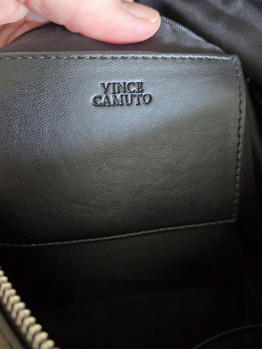 Vince Camuto Black Leather Studded Tote - Picture 4 of 5